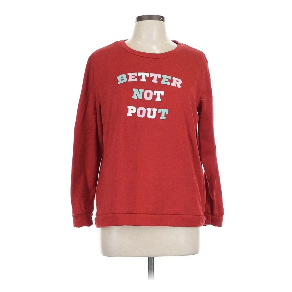 Women Cherry Sweatshirt L Holiday Better Not Pout , Rose And Green 413